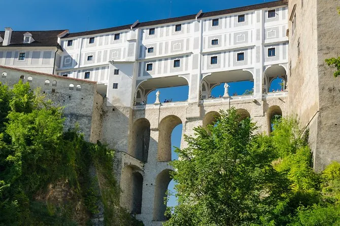 The Cloak Bridge arches spanning the gorge at the castle
